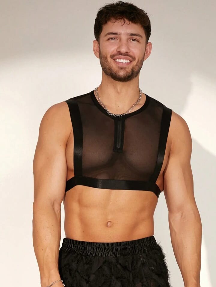 Bonga Boys men's short mesh see-through sleeveless tank top suitable for summer